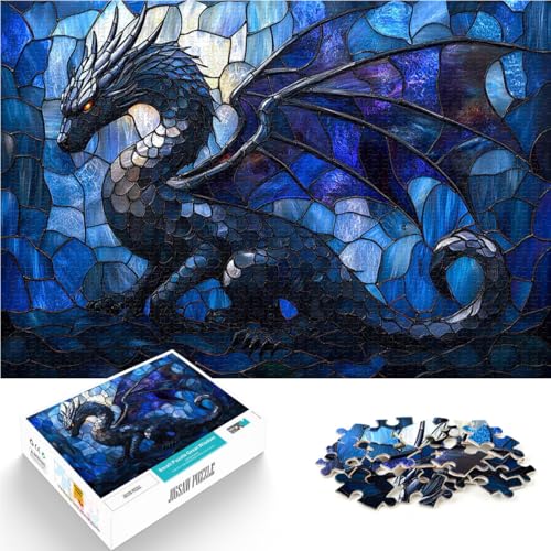 1000-Teile-Puzzle für Erwachsene Drache aus Buntglas lustige Spiele für die ganze Familie Einzigartige Geburtstags- und Geschenkideen 26x38cm von BKDNNUJR