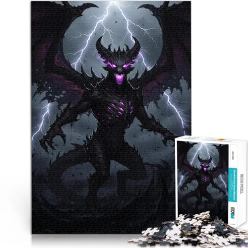 1000-Teile-Puzzle für Erwachsene Dunkler Drache Gehirnintelligenz-Herausforderung süchtig machendes Spielzeug Wohnkunstdekor 50x70cm von BKDNNUJR