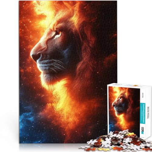 1000-Teile-Puzzle für Erwachsene Feuriger Löwe im Weltraum Pädagogisches Spielzeug zum Stressabbau Heimdekoration Spielzeug 50x70cm von BKDNNUJR