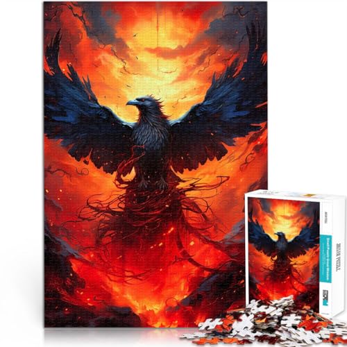 1000-Teile-Puzzle für Erwachsene Flammenhimmel Rabe Pädagogisches Spielzeug zum Stressabbau Angebot als Geschenk für die ganze Familie 50x70cm von BKDNNUJR