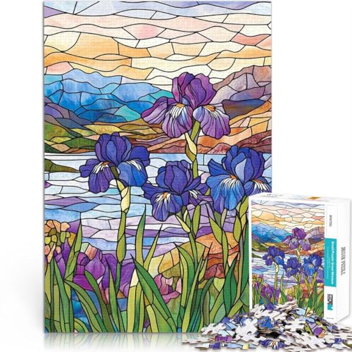 1000-Teile-Puzzle für Erwachsene Glasmalerei-Iris Dekomprimierendes intellektuelles Lernspielzeug Heimdekoration Spielzeug 26x38cm 1000-Teile-Puzzle für Erwachsene Glasmalerei-Iris Dekomprimierendes intellektuelles Lernspielzeug Heimdekoration Spielzeug 26x38cm von BKDNNUJR