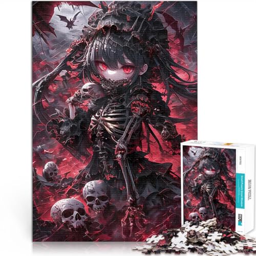 1000-Teile-Puzzle für Erwachsene Gothic Skelett Teufelsmädchen für Lernspiel-Herausforderungsspielzeug Heimdekoration 26x38cm von BKDNNUJR