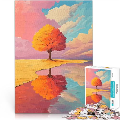 1000-Teile-Puzzle für Erwachsene Herbstbaumreflexion für Lernspiel-Herausforderungsspielzeug Geschenke für Freunde und Familie 26x38cm von BKDNNUJR