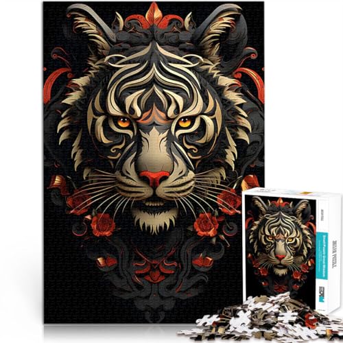 1000-Teile-Puzzle für Erwachsene Himmlischer Tiger Anspruchsvolles Spiel und Familienspaß mit passendem Poster und Quizblatt 26x38cm von BKDNNUJR