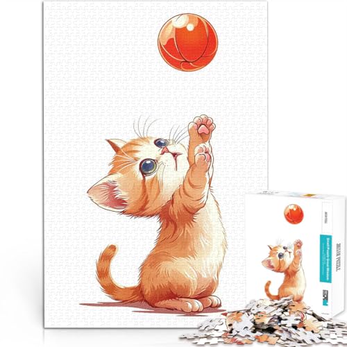 1000-Teile-Puzzle für Erwachsene Katzen-Basketball-Sport Pädagogisches Spielzeug zum Stressabbau Heimdekoration Spielzeug 50x70cm von BKDNNUJR