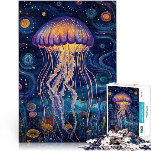 1000-Teile-Puzzle für Erwachsene Quallen in der Sternennacht Lernspiel-Herausforderungsspielzeug Heimdekoration Spielzeug 26x38cm 1000-Teile-Puzzle für Erwachsene Quallen in der Sternennacht Lernspiel-Herausforderungsspielzeug Heimdekoration Spielzeug 26x38cm von BKDNNUJR