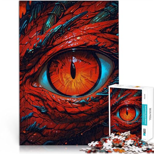 1000-Teile-Puzzle für Erwachsene Rotes Drachenauge Dekomprimierendes intellektuelles Lernspielzeug Eltern-Kind-Interaktion 26x38cm von BKDNNUJR