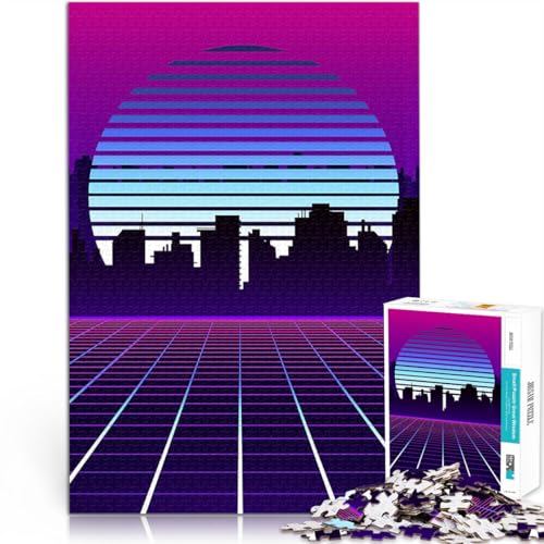 1000-Teile-Puzzle für Erwachsene Verträumter 80er-City-Synthwave Denkspiel denn eignet ganze Familie 50x70cm von BKDNNUJR