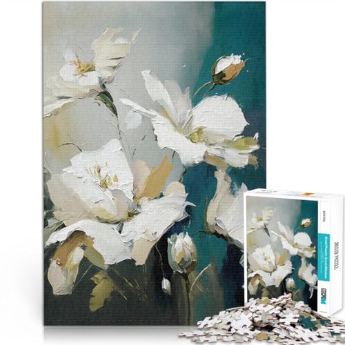 1000-Teile-Puzzle für Erwachsene Weiße Blumen auf Blaugrün Anspruchsvolles Spiel und Familienspaß Heimdekoration 50x70cm 1000-Teile-Puzzle für Erwachsene Weiße Blumen auf Blaugrün Anspruchsvolles Spiel und Familienspaß Heimdekoration 50x70cm von BKDNNUJR