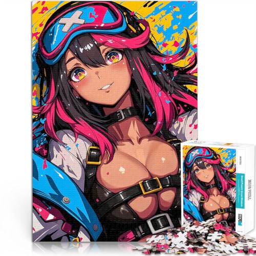 1000-Teile-Puzzle für Teenager Anime-Mädchen mit rosa Haaren Lernspielzeug für die ganze Familie Tolles Geschenk für Spiele 26x38cm von BKDNNUJR