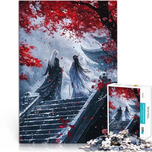 1000-Teile-Puzzle für Teenager Anime-Paar im Roten Herbst Dekomprimierendes intellektuelles Lernspielzeug Wohnkunstdekor 50x70cm von BKDNNUJR