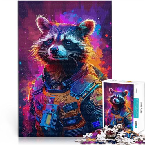 1000-Teile-Puzzle für Teenager Astronaut Waschbär Weltraum Pädagogisches Spielzeug zum Stressabbau Heimdekoration Spielzeug 26x38cm von BKDNNUJR