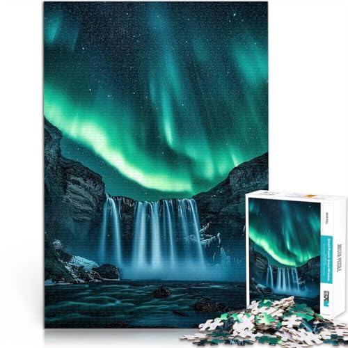 1000-Teile-Puzzle für Teenager Aurora Borealis Wasserfall Spielzeug für die ganze Familie Wunschliste mit dem Weihnachtsmann 26x38cm von BKDNNUJR