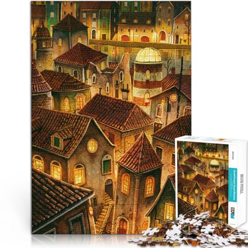 1000-Teile-Puzzle für Teenager Beleuchtetes Haus Spielzeug für die ganze Familie mit vollständig ineinander greifenden, zufällig geformten Teilen 50x70cm 1000-Teile-Puzzle für Teenager Beleuchtetes Haus Spielzeug für die ganze Familie mit vollständig ineinander greifenden, zufällig geformten Teilen 50x70cm von BKDNNUJR