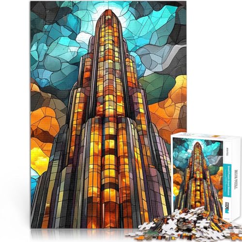 1000-Teile-Puzzle für Teenager Buntglas-Wolkenkratzer Lernspiel-Herausforderungsspielzeug Lernspiel für Geburtstag, Weihnachten 50x70cm 1000-Teile-Puzzle für Teenager Buntglas-Wolkenkratzer Lernspiel-Herausforderungsspielzeug Lernspiel für Geburtstag, Weihnachten 50x70cm von BKDNNUJR