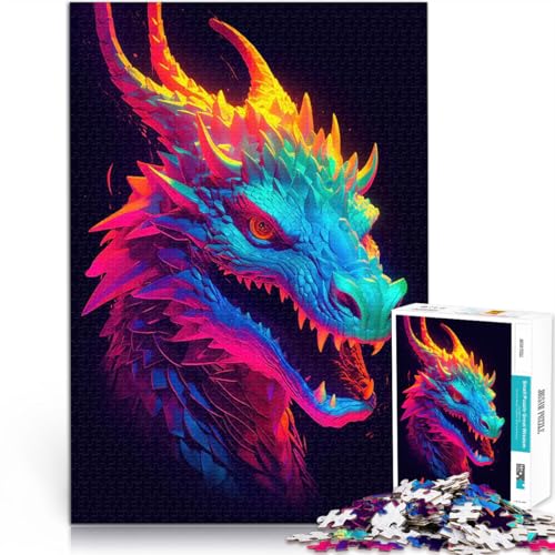 1000-Teile-Puzzle für Teenager Drachen-Neonporträt Lernspiel-Herausforderungsspielzeug Lustige Aktivitäten für zu Hause, Geburtstagsgeschenk, Reisegeschenk, 50x70cm von BKDNNUJR