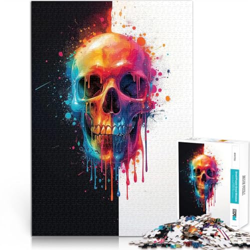 1000-Teile-Puzzle für Teenager Fantasy Totenkopf zweifarbig für Lernspiel-Herausforderungsspielzeug Wanddekoration 26x38cm von BKDNNUJR