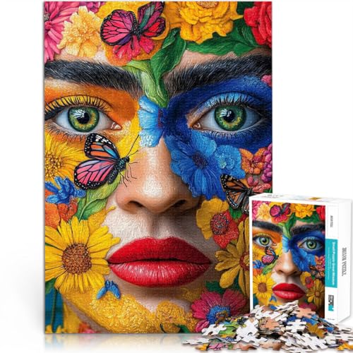 1000-Teile-Puzzle für Teenager Florale Gesichtskunst Stressabbau Schwierige Herausforderung Lernspiel für Geburtstag, Weihnachten 50x70cm von BKDNNUJR
