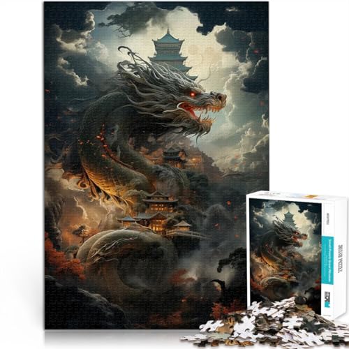 1000-Teile-Puzzle für Teenager Japanischer Drachentempel Geschenke zum Suchbegriff: Herausfordernde Spiele Wanddekoration 26x38cm von BKDNNUJR
