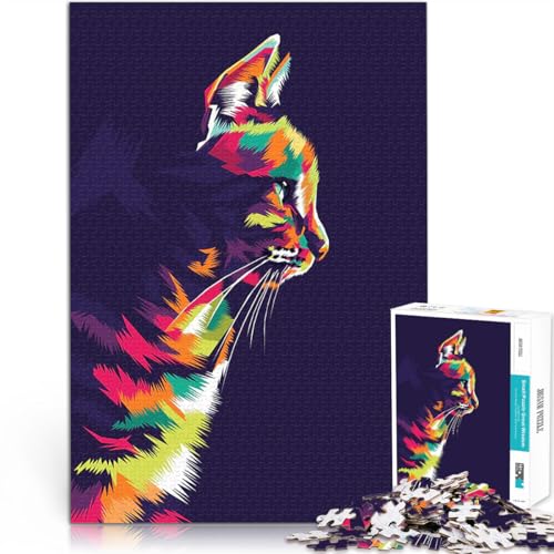 1000-Teile-Puzzle für Teenager Katze Bunte Kunst für Lernspiel-Herausforderungsspielzeug Künstlersammlung, Bildende Kunst 50x70cm 1000-Teile-Puzzle für Teenager Katze Bunte Kunst für Lernspiel-Herausforderungsspielzeug Künstlersammlung, Bildende Kunst 50x70cm von BKDNNUJR