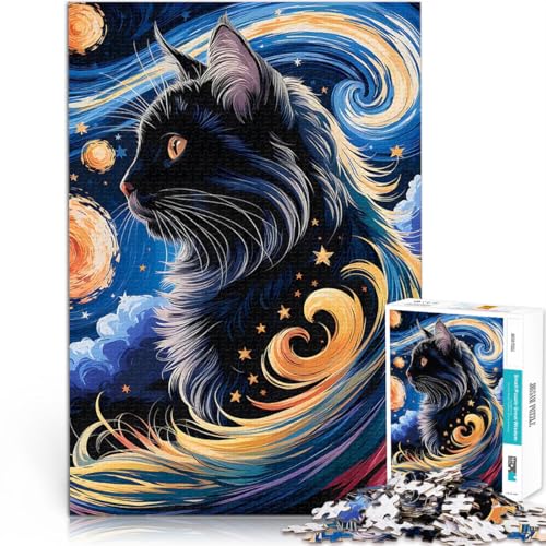 1000-Teile-Puzzle für Teenager Katze in der Sternennacht Geschenke zum Suchbegriff: Herausfordernde Spiele Heimdekoration 50x70cm 1000-Teile-Puzzle für Teenager Katze in der Sternennacht Geschenke zum Suchbegriff: Herausfordernde Spiele Heimdekoration 50x70cm von BKDNNUJR