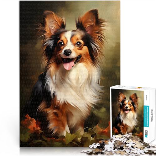 1000-Teile-Puzzle für Teenager Lächelnder Papillon-Hund Anspruchsvolles Spiel und Familienspaß Einzigartige Geburtstags- und Geschenkideen 26x38cm von BKDNNUJR