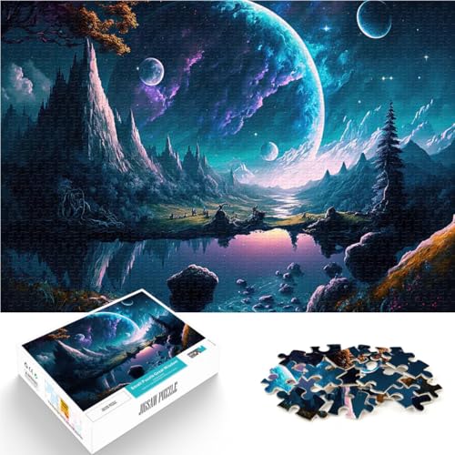 1000-Teile-Puzzle für Teenager Landschaft den Mond Dekomprimierendes intellektuelles Lernspielzeug Wohnkunstdekor 26x38cm von BKDNNUJR