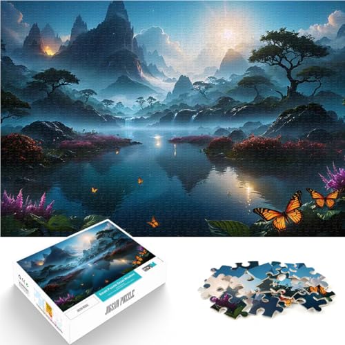 1000-Teile-Puzzle für Teenager Neblige Landschaft Wasserfälle Lernspiel-Herausforderungsspielzeug Wohnkunstdekor 26x38cm von BKDNNUJR