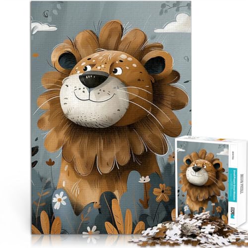 1000-Teile-Puzzle für Teenager Niedliches wildes Löwetier für Lernspiel-Herausforderungsspielzeug Heimdekoration 26x38cm von BKDNNUJR