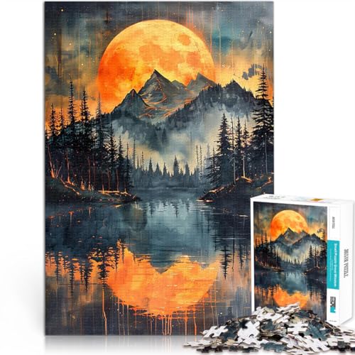 1000-Teile-Puzzle für Teenager Orange Sonne nebligen Bergen Dekomprimierendes intellektuelles Lernspielzeug Eltern-Kind-Interaktion 26x38cm von BKDNNUJR