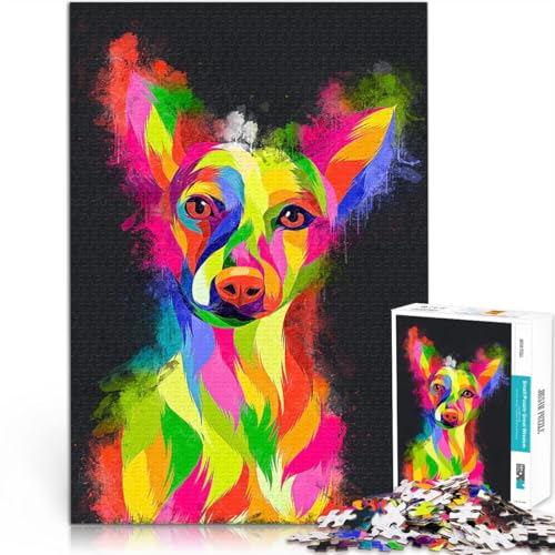 1000-Teile-Puzzle für Teenager Pop-Art-Gemälde mit Hund Spielspielzeug Geschenke für Freunde und Familie 26x38cm von BKDNNUJR