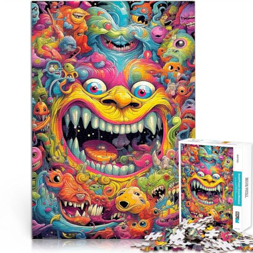 1000-Teile-Puzzle für Teenager Psychedelische Monster Stressabbau Schwierige Herausforderung Geschenke für Freunde und Familie 26x38cm von BKDNNUJR