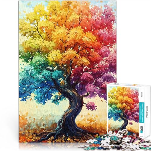 1000-Teile-Puzzle für Teenager Regenbogenbaummalerei Geschenke zum Suchbegriff: Herausfordernde Spiele Wanddekoration 26x38cm von BKDNNUJR