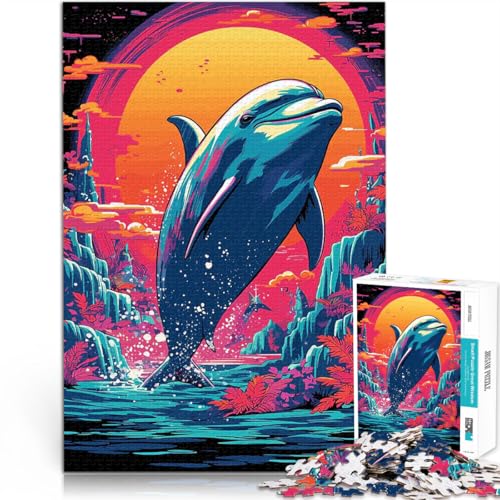 1000-Teile-Puzzle für Teenager Retro-Delfinsprung für Lernspiel-Herausforderungsspielzeug Wunschliste mit dem Weihnachtsmann 50x70cm von BKDNNUJR