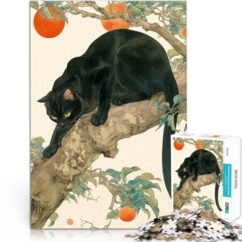 1000-Teile-Puzzle für Teenager Schwarze Katze in einem Baum Geschenke zum Suchbegriff: Herausfordernde Spiele Tolles Geschenk für Spiele 26x38cm von BKDNNUJR