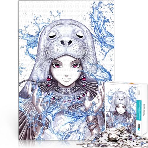 1000-Teile-Puzzle für Teenager Selkie Robbenmädchen Dekomprimierendes intellektuelles Lernspielzeug Heimdekoration Spielzeug 50x70cm von BKDNNUJR