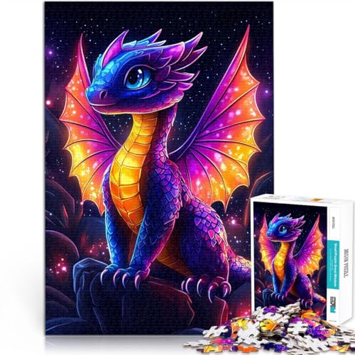 1000-Teile-Puzzle für Teenager Süßer neonvioletter Babydrache für Lernspiel-Herausforderungsspielzeug Tolles Geschenk für Spiele 26x38cm 1000-Teile-Puzzle für Teenager Süßer neonvioletter Babydrache für Lernspiel-Herausforderungsspielzeug Tolles Geschenk für Spiele 26x38cm von BKDNNUJR