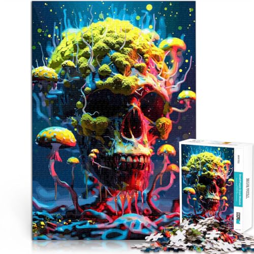 1000-Teile-Puzzle für Teenager Totenkopf-Psychodelic-Pilze Spielzeug Lernspiele Stressabbau Angebot als Geschenk für die ganze Familie 50x70cm von BKDNNUJR