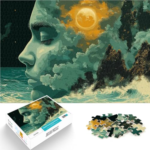 1000-Teile-Puzzle für Teenager Verträumte Meereslandschaft Lernspiel-Herausforderungsspielzeug Wunschliste mit dem Weihnachtsmann 26x38cm von BKDNNUJR