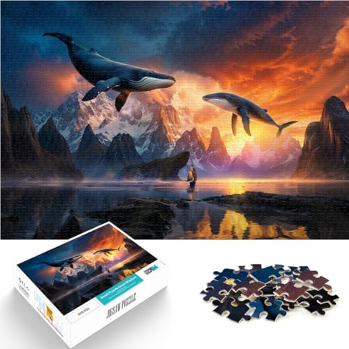 1000-teilige Puzzles für Erwachsene Aufsteigender Wal lustige Spiele für die ganze Familie Lernspiel für Geburtstag, Weihnachten 26x38cm von BKDNNUJR