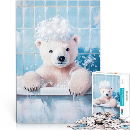 1000-teilige Puzzles für Erwachsene Badezeit für Eisbären Anspruchsvolles Spiel und Familienspaß Tolles Geschenk für Spiele 26x38cm von BKDNNUJR