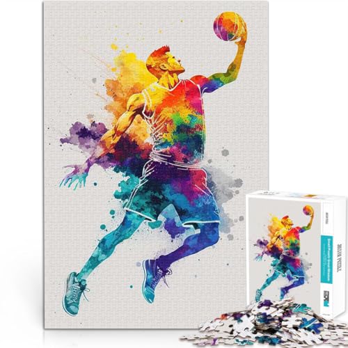 1000-teilige Puzzles für Erwachsene Basketball bunt Dekomprimierendes intellektuelles Lernspielzeug Eltern-Kind-Interaktion 50x70cm von BKDNNUJR