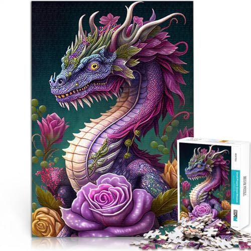 1000-teilige Puzzles für Erwachsene Blumendrache Anspruchsvolles Spiel und Familienspaß Geburtstagsgeschenk, Geschenke, Wandkunst 26x38cm von BKDNNUJR