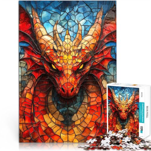 1000-teilige Puzzles für Erwachsene Drache aus Buntglas Dekomprimierendes intellektuelles Lernspielzeug Tolles Geschenk für Spiele 26x38cm 1000-teilige Puzzles für Erwachsene Drache aus Buntglas Dekomprimierendes intellektuelles Lernspielzeug Tolles Geschenk für Spiele 26x38cm von BKDNNUJR