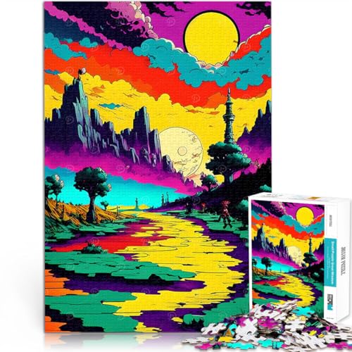 1000-teilige Puzzles für Erwachsene Farbenprächtiger Sonnenuntergang Lustige Spiele Lustige Aktivitäten für zu Hause, Geburtstagsgeschenk, Reisegeschenk, 26x38cm von BKDNNUJR