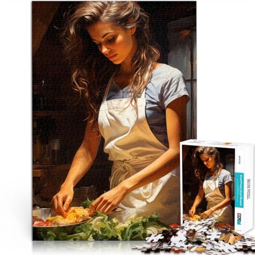 1000-teilige Puzzles für Erwachsene Frau kocht in der Küche Spielzeug-Intellektuelles Spiel einzigartiges Herausforderungsspiel 50x70cm von BKDNNUJR