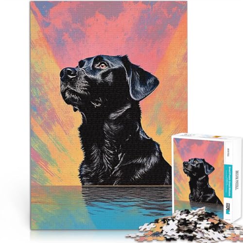 1000-teilige Puzzles für Erwachsene Kräftige Schwarze Hunde-Dekor-Kunst Denkspiel Wanddekoration Einzigartige Geburtstags 26x38cm von BKDNNUJR