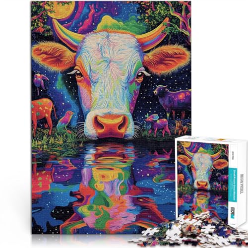 1000-teilige Puzzles für Erwachsene Kuh malen Helfen Sie dem Gehirn, süchtig machende Spielzeuge zu trainieren, um Geduld zu entwickeln Kunstwerk Geschenk 26x38cm von BKDNNUJR