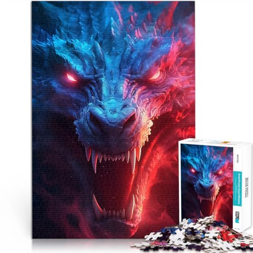 1000-teilige Puzzles für Erwachsene Neondrache in Flammen Lernspiel-Herausforderungsspielzeug Angebot als Geschenk für die ganze Familie 26x38cm von BKDNNUJR