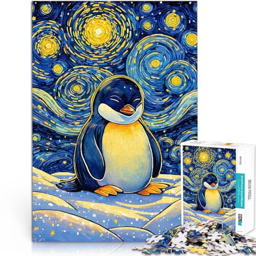 1000-teilige Puzzles für Erwachsene Pinguin unter Sternennacht Herausforderndes Spielspielzeug Lernspiel für Geburtstag, Weihnachten 50x70cm von BKDNNUJR